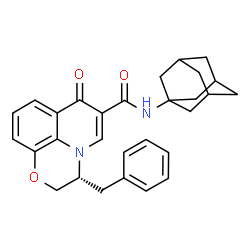 ChemSpider 2D Image | (3R)-N-(Adamantan-1-yl)-3-benzyl-7-oxo-2,3-dihydro-7H-[1,4]oxazino[2,3,4-ij]quinoline-6-carboxamide | C29H30N2O3