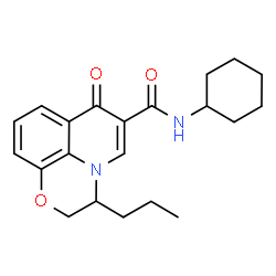 ChemSpider 2D Image | N-Cyclohexyl-7-oxo-3-propyl-2,3-dihydro-7H-[1,4]oxazino[2,3,4-ij]quinoline-6-carboxamide | C21H26N2O3