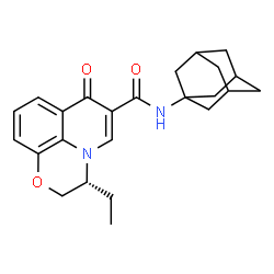 ChemSpider 2D Image | (3R)-N-(Adamantan-1-yl)-3-ethyl-7-oxo-2,3-dihydro-7H-[1,4]oxazino[2,3,4-ij]quinoline-6-carboxamide | C24H28N2O3