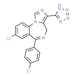 ChemSpider 2D Image | 8-Chloro-6-(4-chlorophenyl)-3-(1H-tetrazol-5-yl)-4H-imidazo[1,5-a][1,4]benzodiazepine | C18H11Cl2N7