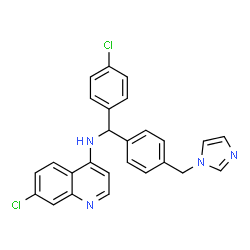 ChemSpider 2D Image | 7-Chloro-N-{(4-chlorophenyl)[4-(1H-imidazol-1-ylmethyl)phenyl]methyl}-4-quinolinamine | C26H20Cl2N4
