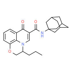 ChemSpider 2D Image | N-(Adamantan-1-yl)-7-oxo-3-propyl-2,3-dihydro-7H-[1,4]oxazino[2,3,4-ij]quinoline-6-carboxamide | C25H30N2O3