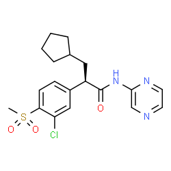 ChemSpider 2D Image | (2R)-2-(3-chloro-4-methylsulfonyl-phenyl)-3-cyclopentyl-N-pyrazin-2-yl-propanamide | C19H22ClN3O3S