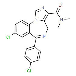 ChemSpider 2D Image | 8-Chloro-6-(4-chlorophenyl)-N,N-dimethyl-4H-imidazo[1,5-a][1,4]benzodiazepine-3-carboxamide | C20H16Cl2N4O