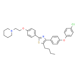 ChemSpider 2D Image | 1-[2-(4-{5-Butyl-4-[4-(4-chlorophenoxy)phenyl]-1,3-thiazol-2-yl}phenoxy)ethyl]piperidine | C32H35ClN2O2S