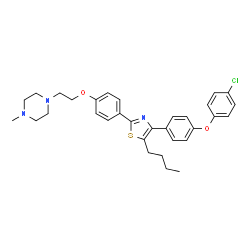 ChemSpider 2D Image | 1-[2-(4-{5-Butyl-4-[4-(4-chlorophenoxy)phenyl]-1,3-thiazol-2-yl}phenoxy)ethyl]-4-methylpiperazine | C32H36ClN3O2S