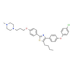 ChemSpider 2D Image | 1-[3-(4-{5-Butyl-4-[4-(4-chlorophenoxy)phenyl]-1,3-thiazol-2-yl}phenoxy)propyl]-4-methylpiperazine | C33H38ClN3O2S