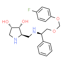 ChemSpider 2D Image | (2R,3R,4S)-2-[({(1R)-2-[(4-Fluorophenoxy)methoxy]-1-phenylethyl}amino)methyl]-3,4-pyrrolidinediol | C20H25FN2O4