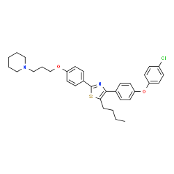 ChemSpider 2D Image | 1-[3-(4-{5-Butyl-4-[4-(4-chlorophenoxy)phenyl]-1,3-thiazol-2-yl}phenoxy)propyl]piperidine | C33H37ClN2O2S