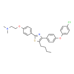 ChemSpider 2D Image | 2-(4-{5-Butyl-4-[4-(4-chlorophenoxy)phenyl]-1,3-thiazol-2-yl}phenoxy)-N,N-dimethylethanamine | C29H31ClN2O2S