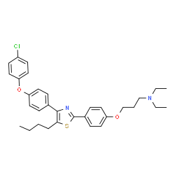 ChemSpider 2D Image | 3-(4-{5-Butyl-4-[4-(4-chlorophenoxy)phenyl]-1,3-thiazol-2-yl}phenoxy)-N,N-diethyl-1-propanamine | C32H37ClN2O2S