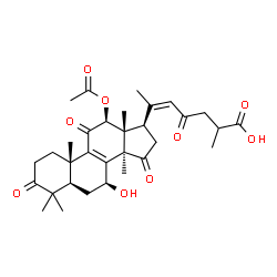 ChemSpider 2D Image | (7beta,12beta,20Z)-12-Acetoxy-7-hydroxy-3,11,15,23-tetraoxolanosta-8,20(22)-dien-26-oic acid | C32H42O9