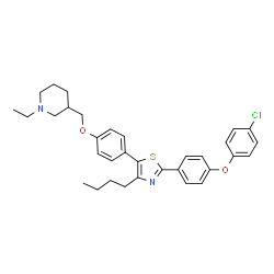 ChemSpider 2D Image | 3-[(4-{4-Butyl-2-[4-(4-chlorophenoxy)phenyl]-1,3-thiazol-5-yl}phenoxy)methyl]-1-ethylpiperidine | C33H37ClN2O2S