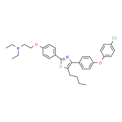 ChemSpider 2D Image | 2-(4-{5-Butyl-4-[4-(4-chlorophenoxy)phenyl]-1,3-thiazol-2-yl}phenoxy)-N,N-diethylethanamine | C31H35ClN2O2S