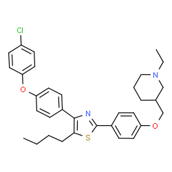 ChemSpider 2D Image | 3-[(4-{5-Butyl-4-[4-(4-chlorophenoxy)phenyl]-1,3-thiazol-2-yl}phenoxy)methyl]-1-ethylpiperidine | C33H37ClN2O2S