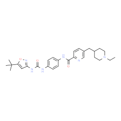 ChemSpider 2D Image | 5-[(1-Ethyl-4-piperidinyl)methyl]-N-[4-({[5-(2-methyl-2-propanyl)-1,2-oxazol-3-yl]carbamoyl}amino)phenyl]-2-pyridinecarboxamide | C28H36N6O3