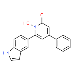 ChemSpider 2D Image | 1-Hydroxy-6-(1H-indol-5-yl)-4-phenyl-2(1H)-pyridinone | C19H14N2O2