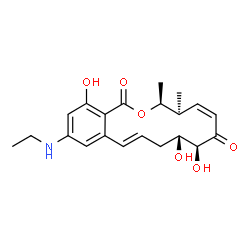 ChemSpider 2D Image | (3S,4S,5Z,8S,9R,11E)-14-(Ethylamino)-8,9,16-trihydroxy-3,4-dimethyl-3,4,9,10-tetrahydro-1H-2-benzoxacyclotetradecine-1,7(8H)-dione | C21H27NO6