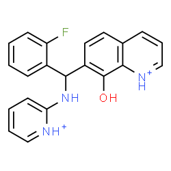 ChemSpider 2D Image | 7-[(2-Fluorophenyl)(2-pyridiniumylamino)methyl]-8-hydroxyquinolinium | C21H18FN3O
