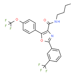 ChemSpider 2D Image | N-Butyl-5-[4-(trifluoromethoxy)phenyl]-2-[3-(trifluoromethyl)phenyl]-1,3-oxazole-4-carboxamide | C22H18F6N2O3