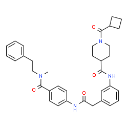 ChemSpider 2D Image | 1-(Cyclobutylcarbonyl)-N-{3-[2-({4-[methyl(2-phenylethyl)carbamoyl]phenyl}amino)-2-oxoethyl]phenyl}-4-piperidinecarboxamide | C35H40N4O4