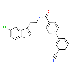 ChemSpider 2D Image | N-[2-(5-Chloro-1H-indol-3-yl)ethyl]-3'-cyano-4-biphenylcarboxamide | C24H18ClN3O