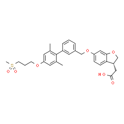 ChemSpider 2D Image | [(3R)-6-({2',6'-Dimethyl-4'-[3-(methylsulfonyl)propoxy]-3-biphenylyl}methoxy)-2,3-dihydro-1-benzofuran-3-yl]acetic acid | C29H32O7S