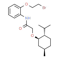 ChemSpider 2D Image | N-[2-(2-Bromoethoxy)phenyl]-2-{[(1R,2S,5R)-2-isopropyl-5-methylcyclohexyl]oxy}acetamide | C20H30BrNO3