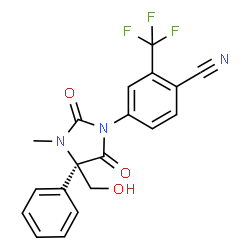 ChemSpider 2D Image | 4-[(4R)-4-(Hydroxymethyl)-3-methyl-2,5-dioxo-4-phenyl-1-imidazolidinyl]-2-(trifluoromethyl)benzonitrile | C19H14F3N3O3
