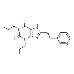 ChemSpider 2D Image | 8-[2-(3-Fluorophenyl)vinyl]-1,3-dipropyl-3,7-dihydro-1H-purine-2,6-dione | C19H21FN4O2