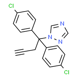 ChemSpider 2D Image | 1-[1,1-Bis(4-chlorophenyl)-3-butyn-1-yl]-1H-1,2,4-triazole | C18H13Cl2N3