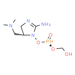 ChemSpider 2D Image | {[({2-Amino-5-[(dimethylamino)methyl]-4,5-dihydro-1H-imidazol-1-yl}oxy)(oxido)phosphoranyl]oxy}methanol | C7H17N4O4P