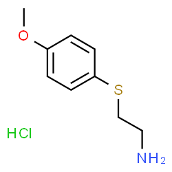 ChemSpider 2D Image | 2-[(4-Methoxyphenyl)sulfanyl]ethanamine hydrochloride (1:1) | C9H14ClNOS
