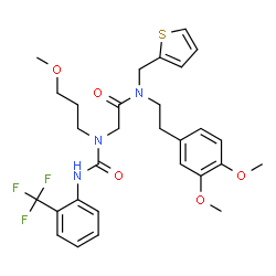 ChemSpider 2D Image | N-[2-(3,4-Dimethoxyphenyl)ethyl]-N~2~-(3-methoxypropyl)-N-(2-thienylmethyl)-N~2~-{[2-(trifluoromethyl)phenyl]carbamoyl}glycinamide | C29H34F3N3O5S
