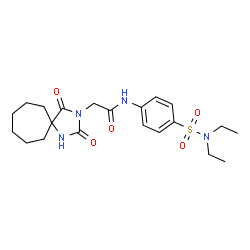 ChemSpider 2D Image | N-[4-(Diethylsulfamoyl)phenyl]-2-(2,4-dioxo-1,3-diazaspiro[4.6]undec-3-yl)acetamide | C21H30N4O5S