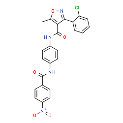 ChemSpider 2D Image | 3-(2-Chlorophenyl)-5-methyl-N-{4-[(4-nitrobenzoyl)amino]phenyl}-1,2-oxazole-4-carboxamide | C24H17ClN4O5