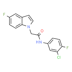 ChemSpider 2D Image | N-(3-Chloro-4-fluorophenyl)-2-(5-fluoro-1H-indol-1-yl)acetamide | C16H11ClF2N2O