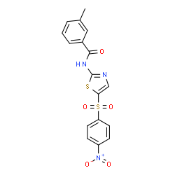 ChemSpider 2D Image | 3-Methyl-N-{5-[(4-nitrophenyl)sulfonyl]-1,3-thiazol-2-yl}benzamide | C17H13N3O5S2