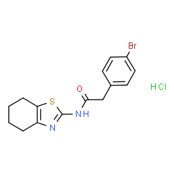ChemSpider 2D Image | 2-(4-Bromophenyl)-N-(4,5,6,7-tetrahydro-1,3-benzothiazol-2-yl)acetamide hydrochloride (1:1) | C15H16BrClN2OS