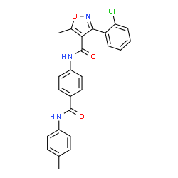 ChemSpider 2D Image | 3-(2-Chlorophenyl)-5-methyl-N-{4-[(4-methylphenyl)carbamoyl]phenyl}-1,2-oxazole-4-carboxamide | C25H20ClN3O3