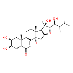 ChemSpider 2D Image | (2beta,3beta,5beta,22S,23S)-2,3,14,20,23-Pentahydroxy-24-methylfurost-7-en-6-one | C28H44O7