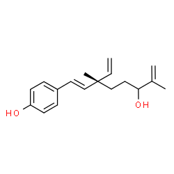 ChemSpider 2D Image | 4-[(1E,3S)-6-Hydroxy-3,7-dimethyl-3-vinyl-1,7-octadien-1-yl]phenol | C18H24O2