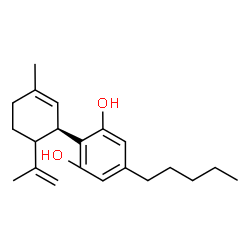 ChemSpider 2D Image | 2-[(1R)-6-Isopropenyl-3-methyl-2-cyclohexen-1-yl]-5-pentyl-1,3-benzenediol | C21H30O2