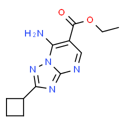 ChemSpider 2D Image | ethyl 7-amino-2-cyclobutyl-[1,2,4]triazolo[1,5-a]pyrimidine-6-carboxylate | C12H15N5O2