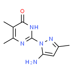 ChemSpider 2D Image | 2-(5-amino-3-methyl-1H-pyrazol-1-yl)-5,6-dimethylpyrimidin-4(3H)-one | C10H13N5O