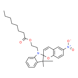 ChemSpider 2D Image | 2-(3',3'-Dimethyl-6-nitrospiro[chromene-2,2'-indol]-1'(3'H)-yl)ethyl octanoate | C28H34N2O5