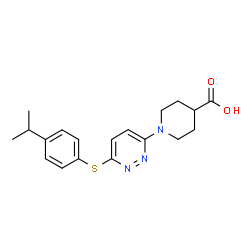 ChemSpider 2D Image | 1-{6-[(4-Isopropylphenyl)sulfanyl]-3-pyridazinyl}-4-piperidinecarboxylic acid | C19H23N3O2S