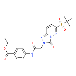 ChemSpider 2D Image | Ethyl 4-[({6-[(2-methyl-2-propanyl)sulfonyl]-3-oxo[1,2,4]triazolo[4,3-b]pyridazin-2(3H)-yl}acetyl)amino]benzoate | C20H23N5O6S