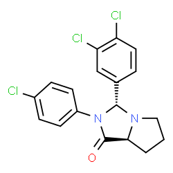 ChemSpider 2D Image | (3R,7aS)-2-(4-Chlorophenyl)-3-(3,4-dichlorophenyl)hexahydro-1H-pyrrolo[1,2-c]imidazol-1-one | C18H15Cl3N2O