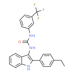 ChemSpider 2D Image | 1-[2-(4-Ethylphenyl)-1H-indol-3-yl]-3-[3-(trifluoromethyl)phenyl]urea | C24H20F3N3O